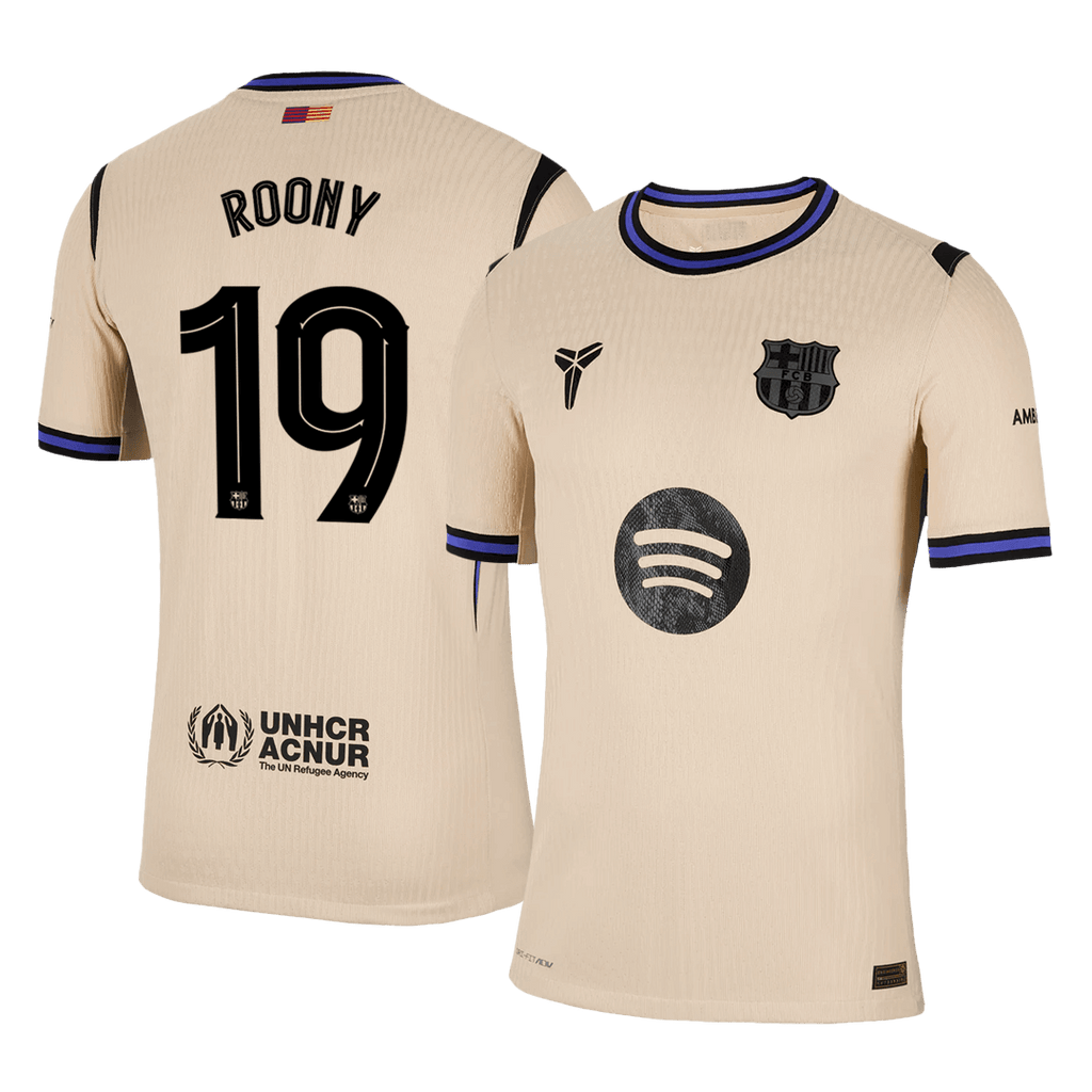 ROONY #19 Player Version Barcelona Away Football Shirt 2025/26 Yellow - UCL