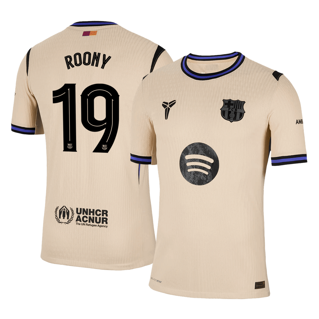 ROONY #19 Player Version Barcelona Away Football Shirt 2025/26 Yellow - UCL