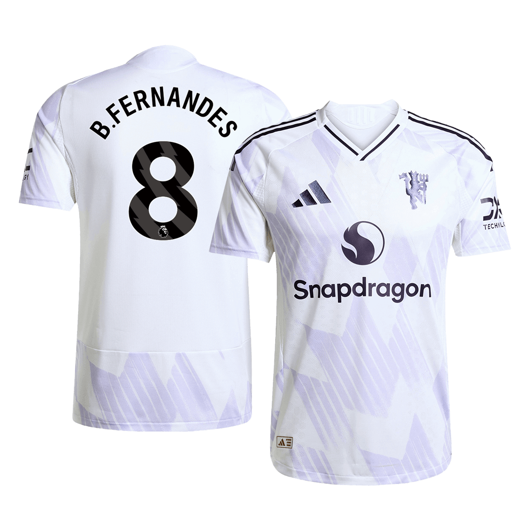 Player Version B.FERNANDES #8 Manchester United Away Football Shirt 2025/26 White