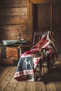 Christmas Deer Wool Blanket: Reversible Plaid Throw, New Zealand Wool