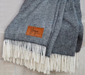 Personalized Wool Throw Blanket with Vegan Leather Patch
