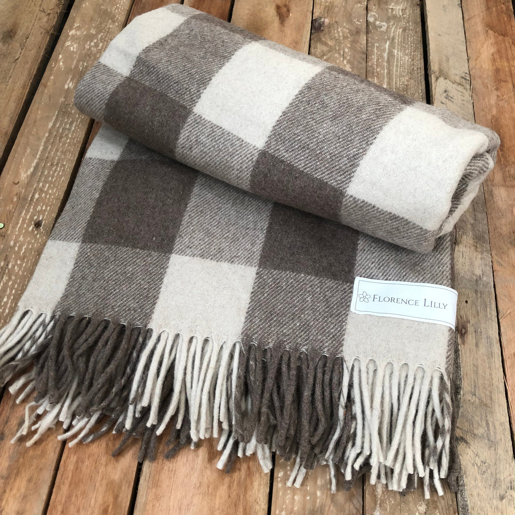 Jacob Check Recycled Wool Blanket/Throw by Florence Lilly