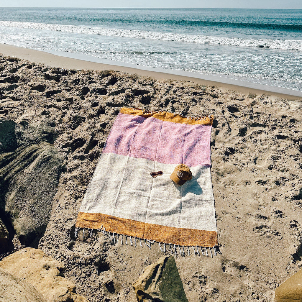 Handwoven Sunrise Blanket Throw – Mexican Artisan Boho Blanket, 48x73