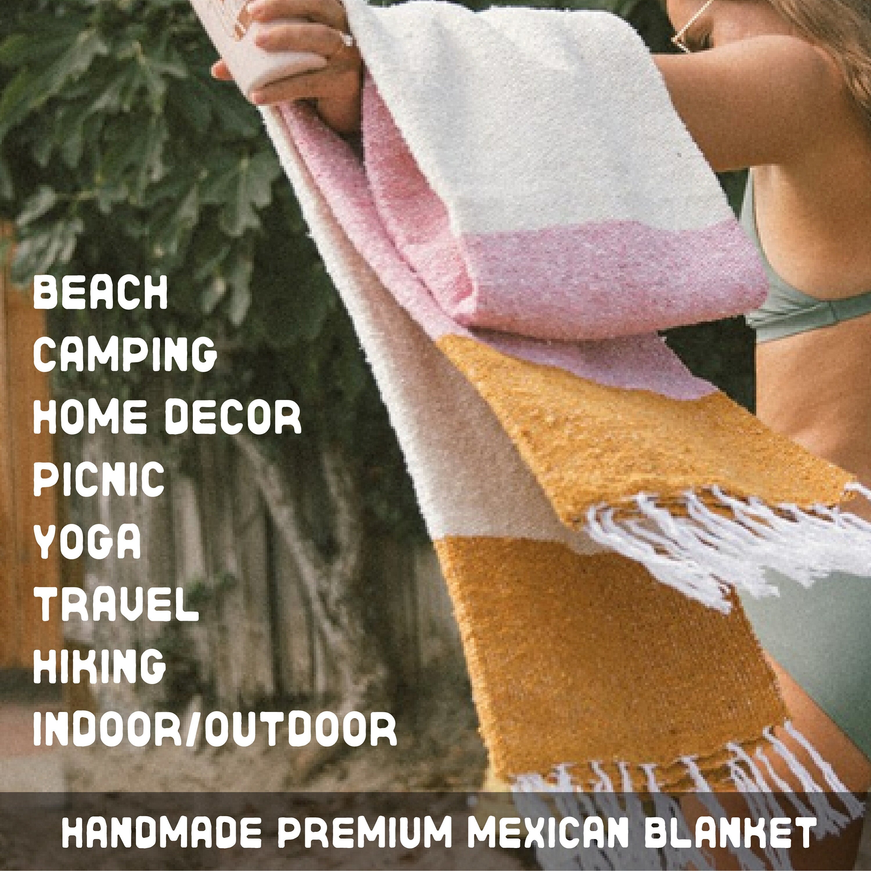 Handwoven Sunrise Blanket Throw – Mexican Artisan Boho Blanket, 48x73
