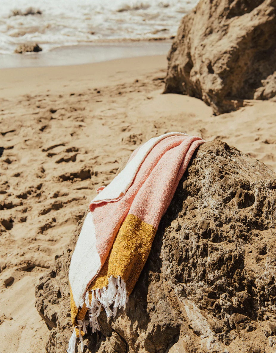 Handwoven Sunrise Blanket Throw – Mexican Artisan Boho Blanket, 48x73