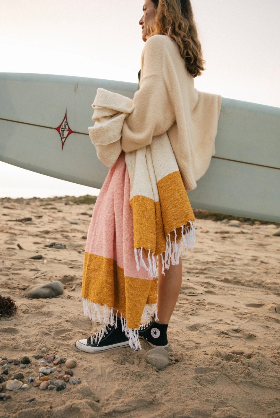 Handwoven Sunrise Blanket Throw – Mexican Artisan Boho Blanket, 48x73