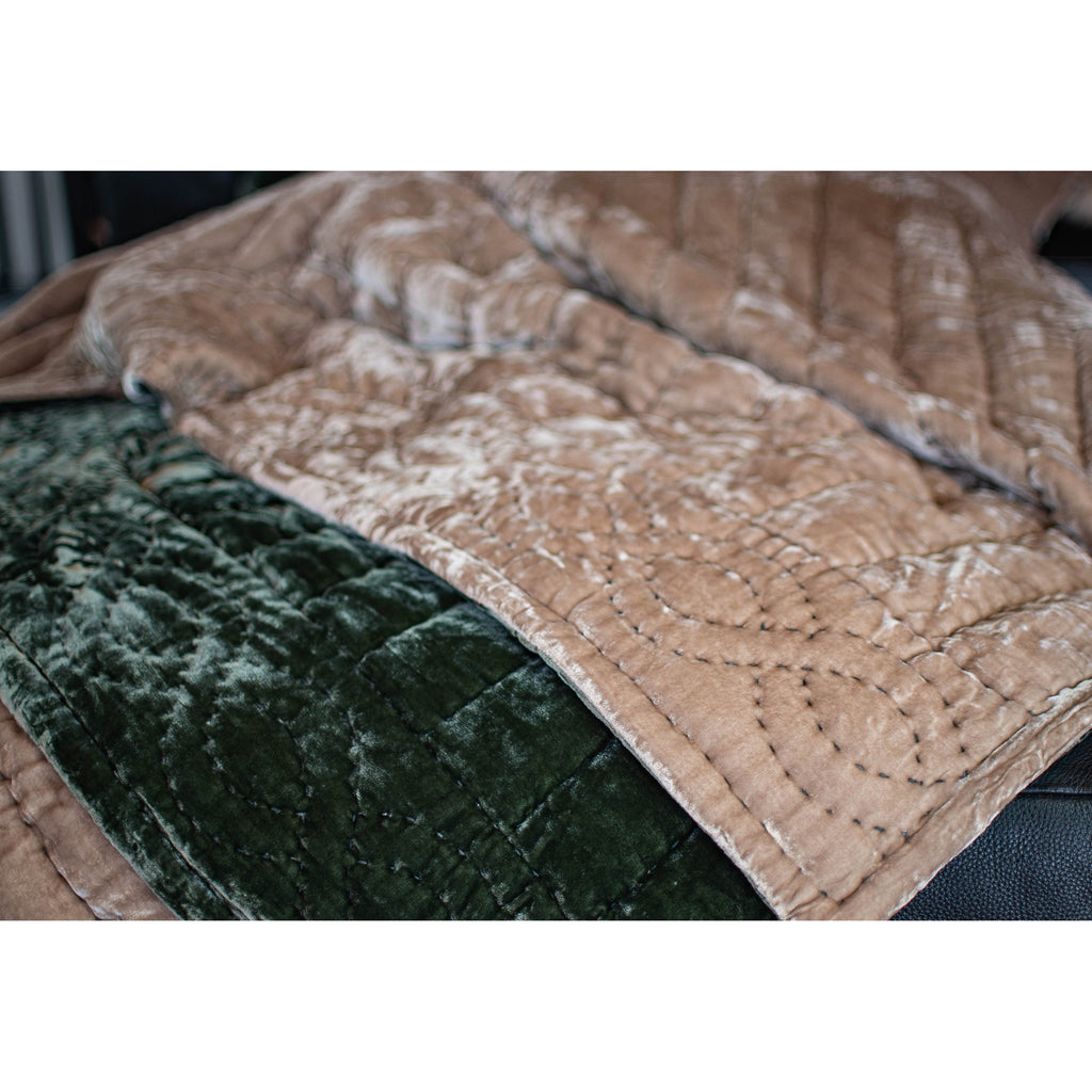Silk Velvet Comforter and Pillowcases| Hand Quilted Duvet Bedspread| Christmas Gifts Bedding