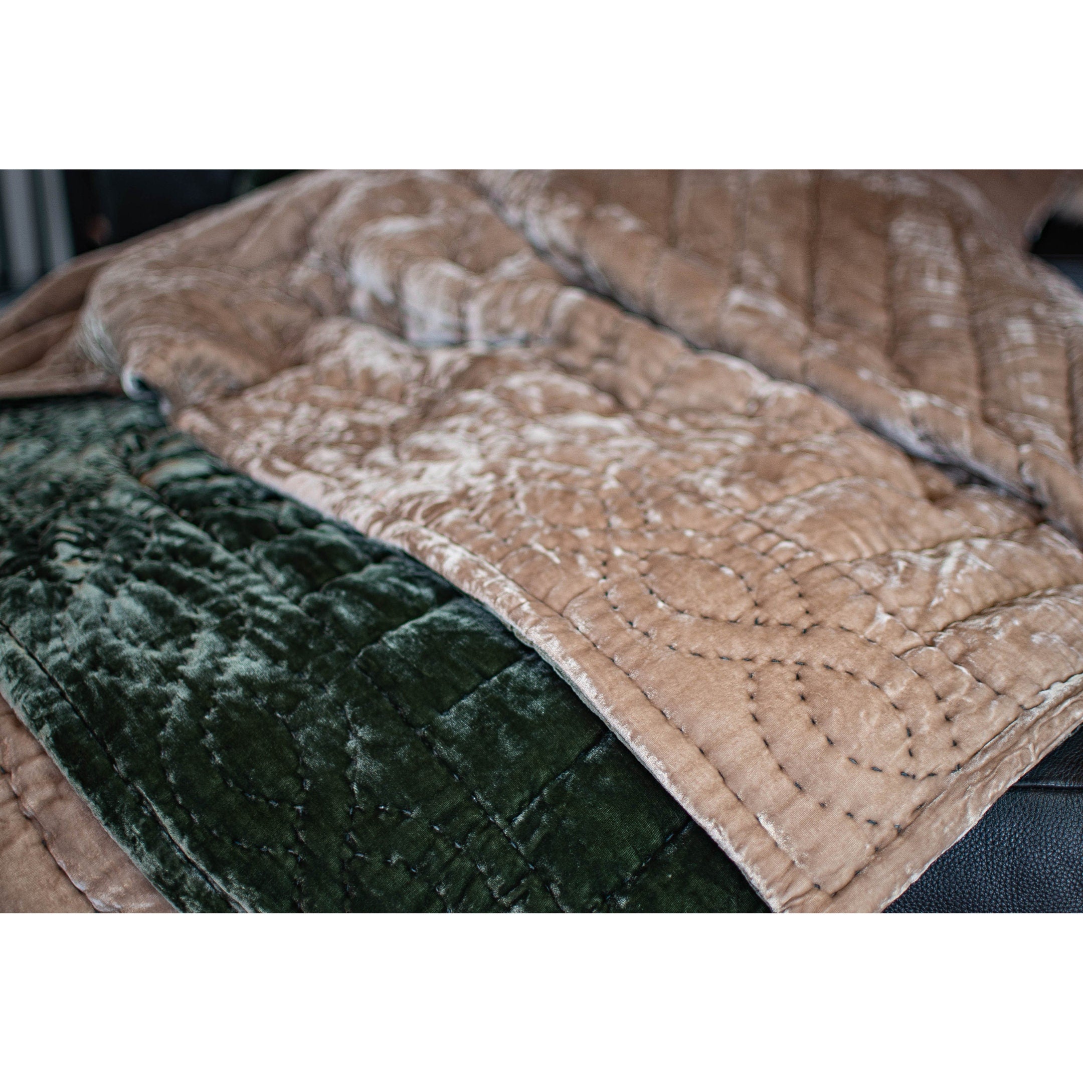 Silk Velvet Comforter and Pillowcases| Hand Quilted Duvet Bedspread| Christmas Gifts Bedding
