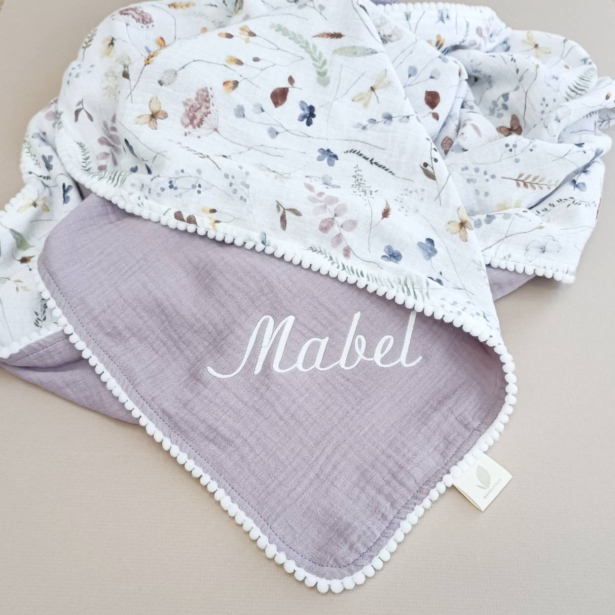 Wildflower Baby blanket, Personalized Organic Muslin Swaddle Blanket, Floral New Baby Girl Gift