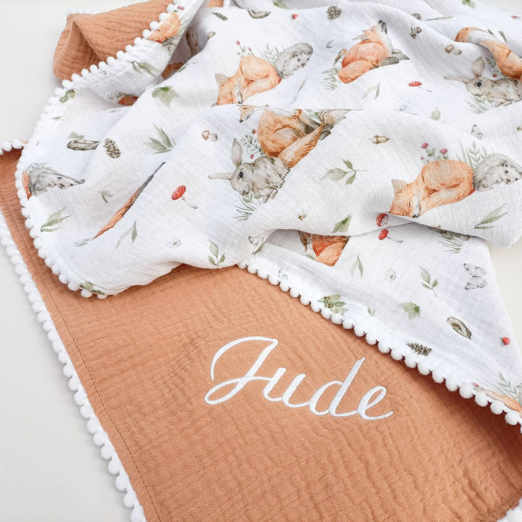 Wildflower Baby blanket, Personalized Organic Muslin Swaddle Blanket, Floral New Baby Girl Gift