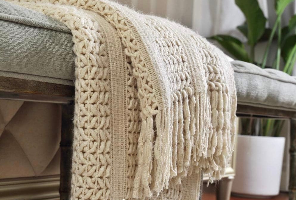 Knitted BEIGE Throw Woven Couch Throw Soft Cosy Bed Armchair Blanket Comfy Hand Knitted Throw Gifts Christmas GiftGifts for Her/Him