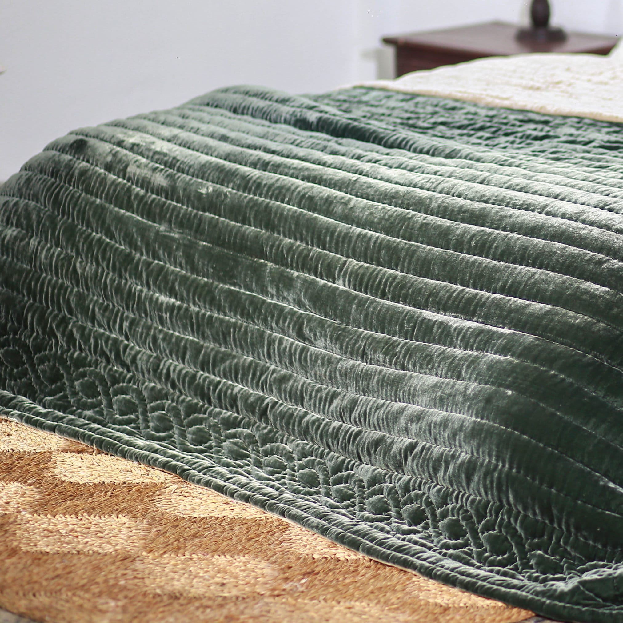 Silk Velvet Comforter and Pillowcases| Hand Quilted Duvet Bedspread| Christmas Gifts Bedding