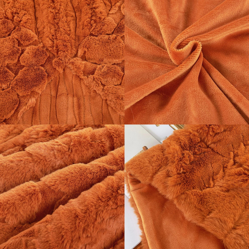 Handmade Geometric Patchwork Faux Fur Throw Blanket: Rustic Cozy Decor