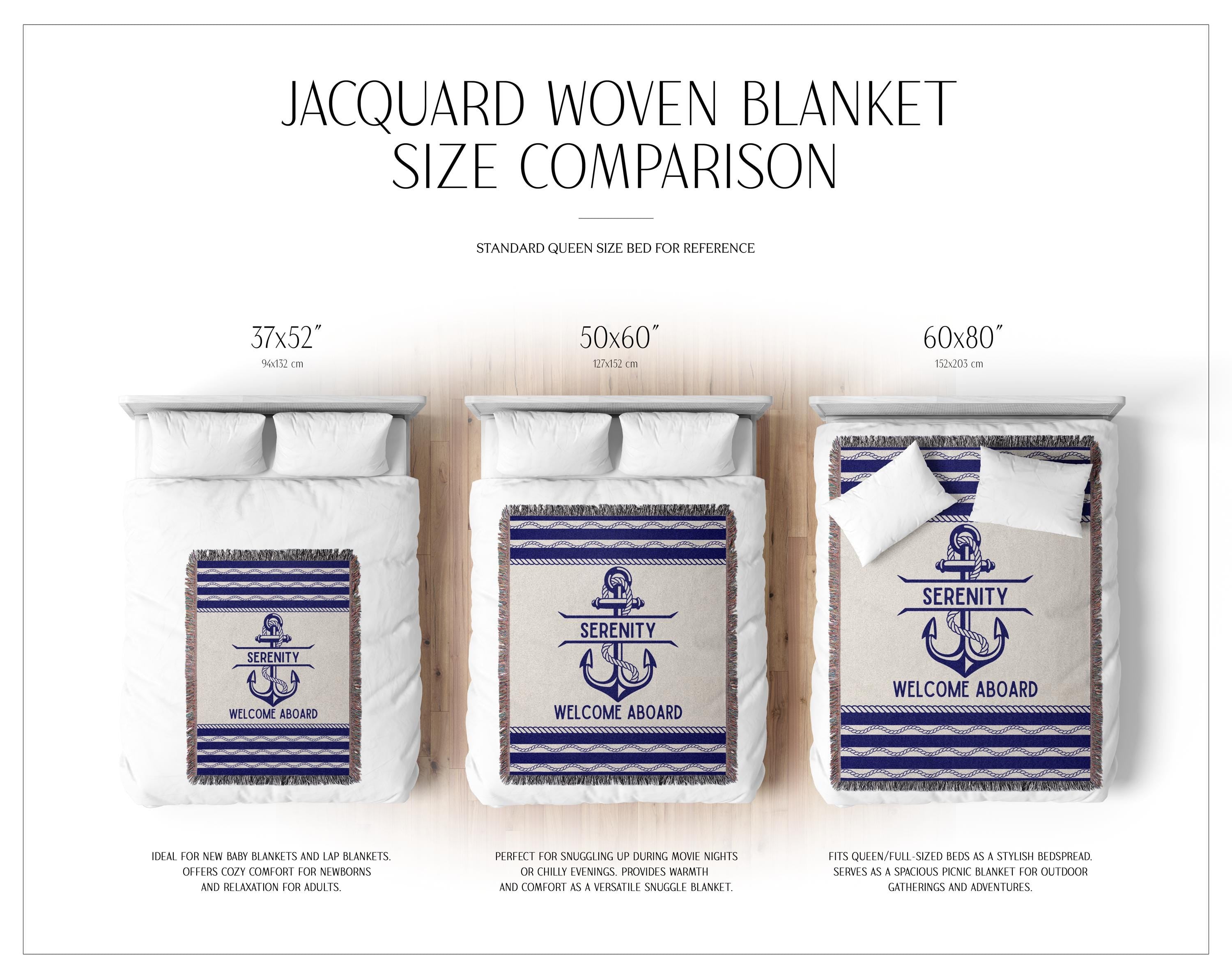 Personalized Boat Woven Blanket, Gift Boat Blanket 100% Cotton, Captain Gift or Boat Owner Decor, Welcome Aboard Woven Blanket Keepsake Gift