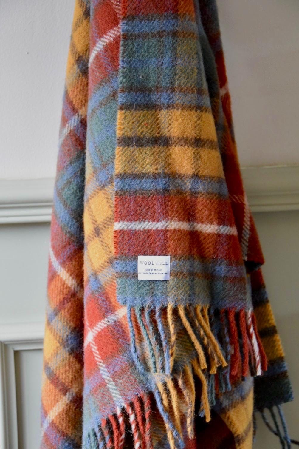 Antique Buchanan Tartan 100% Wool Throw, British Blanket Made in the UK, house warming, country gift, present, decor Red Mustard Teal