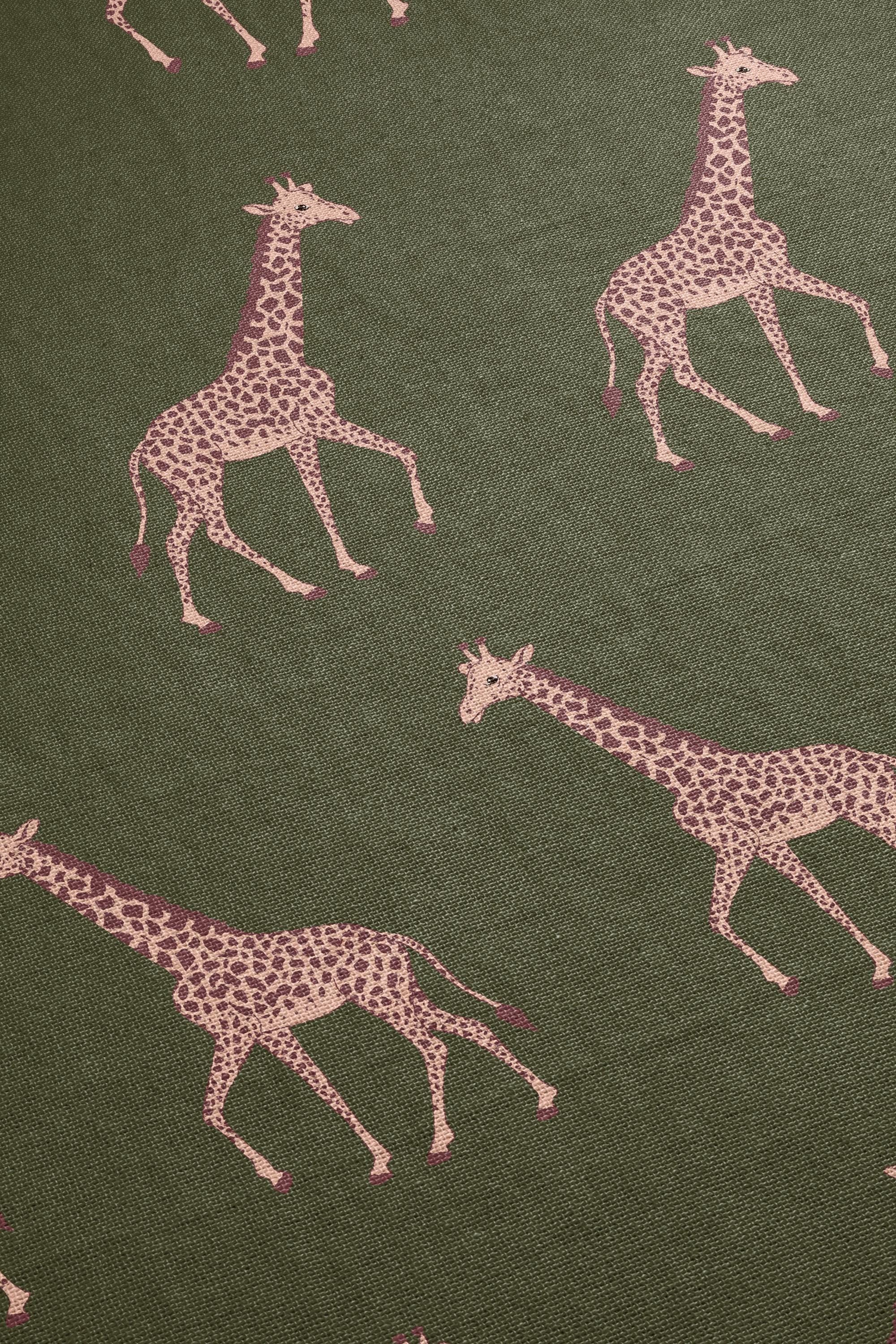 Cotton Woven Blanket, Giraffe Parade, Blush Pink on Army Green, Safari Animals, Kids Room, Baby Nursery Decor, Animal Print, Fringe Throw