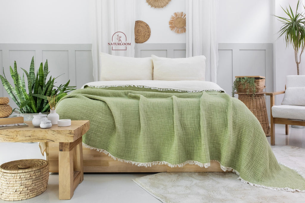8 Layer Muslin Comforter, GOTS Certified Muslin Quilt, King Size Bedspread, Cotton Quilt, Housewarming Gift, Thanksgiving Christmas Gift
