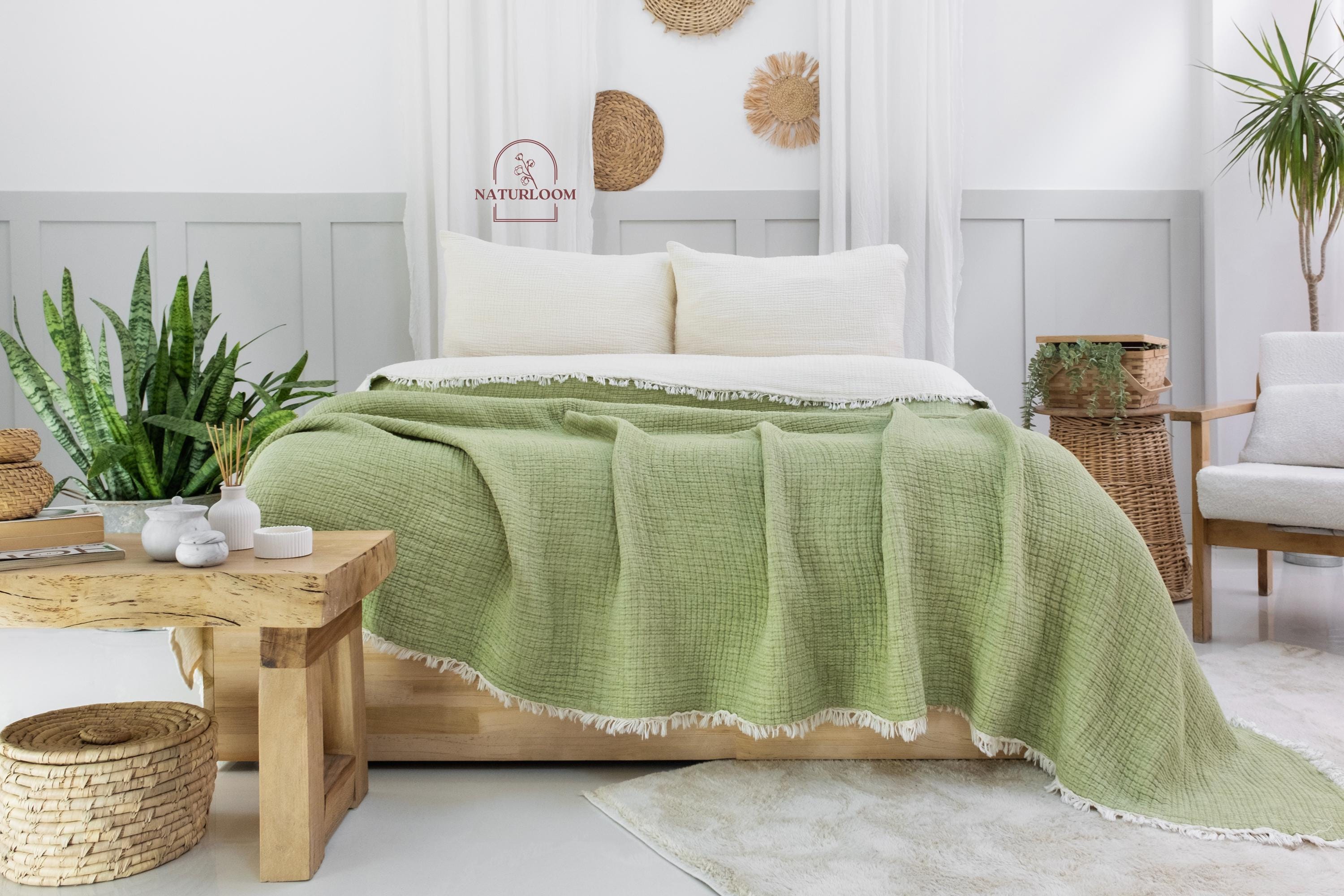 8 Layer Muslin Comforter, GOTS Certified Muslin Quilt, King Size Bedspread, Cotton Quilt, Housewarming Gift, Thanksgiving Christmas Gift