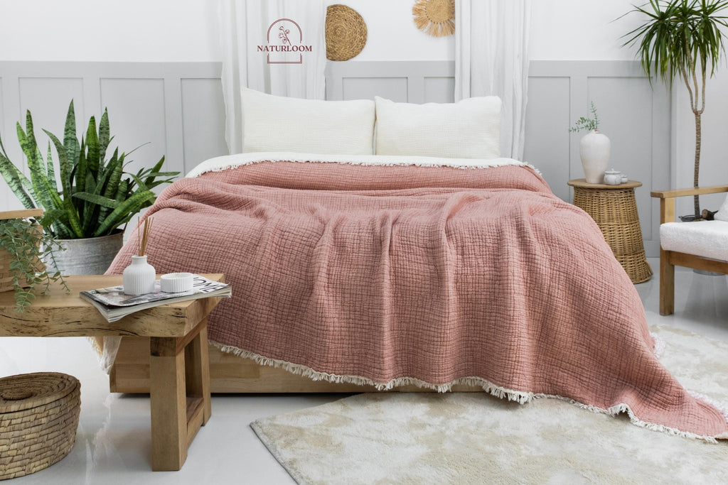 8 Layer Muslin Comforter, GOTS Certified Muslin Quilt, King Size Bedspread, Cotton Quilt, Housewarming Gift, Thanksgiving Christmas Gift