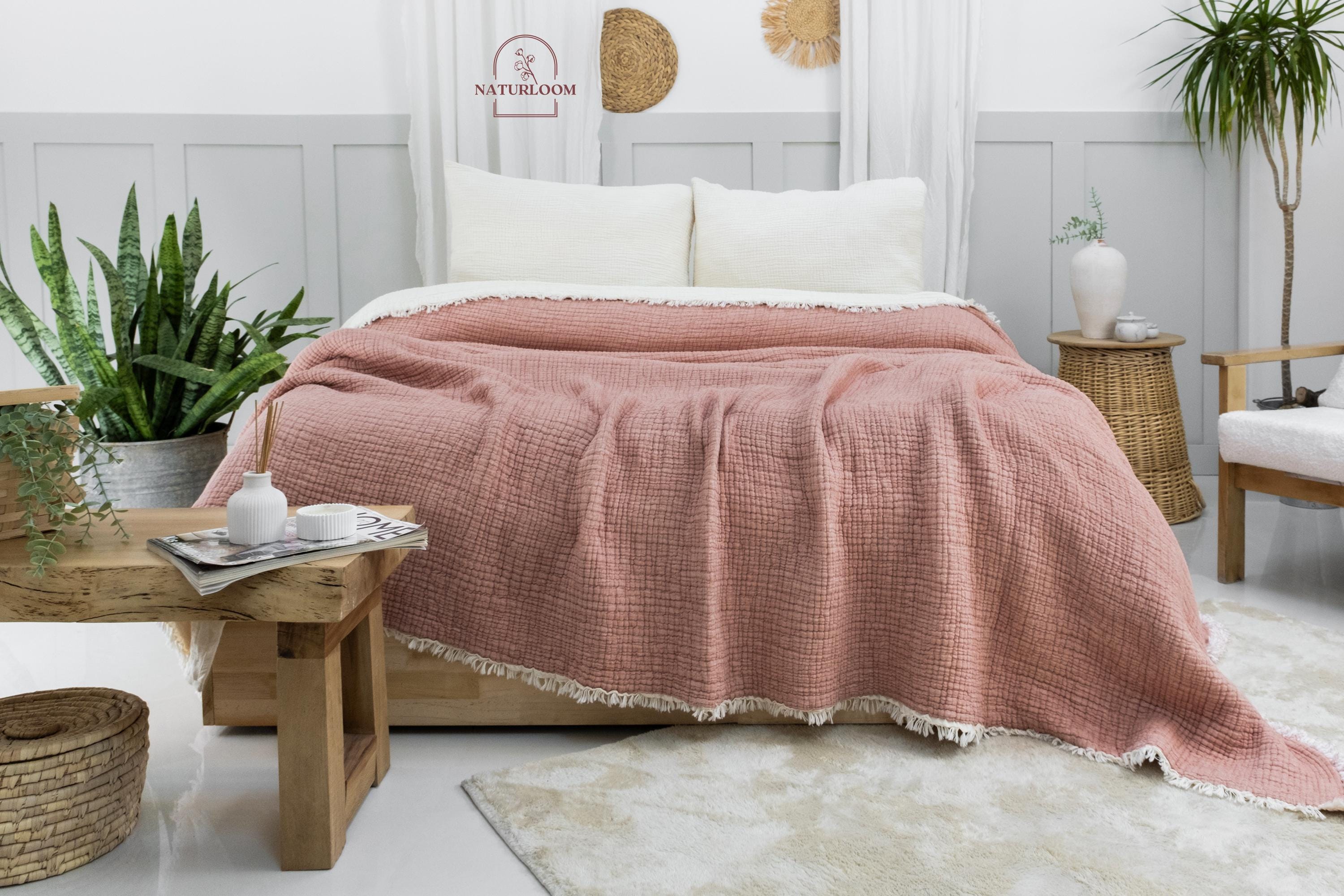 8 Layer Muslin Comforter, GOTS Certified Muslin Quilt, King Size Bedspread, Cotton Quilt, Housewarming Gift, Thanksgiving Christmas Gift
