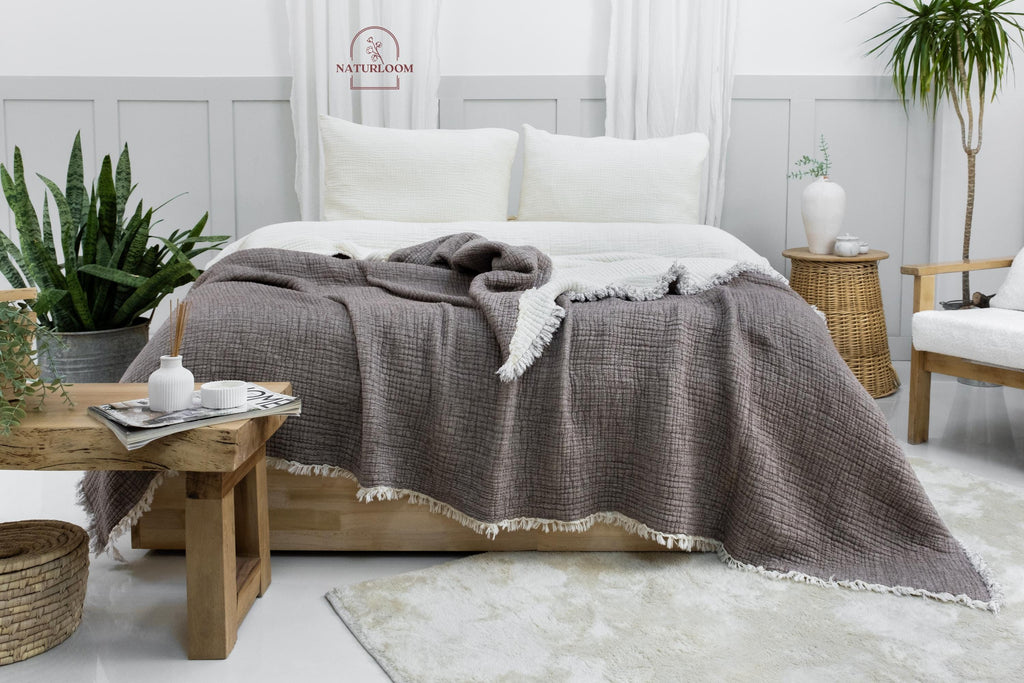 8 Layer Muslin Comforter, GOTS Certified Muslin Quilt, King Size Bedspread, Cotton Quilt, Housewarming Gift, Thanksgiving Christmas Gift