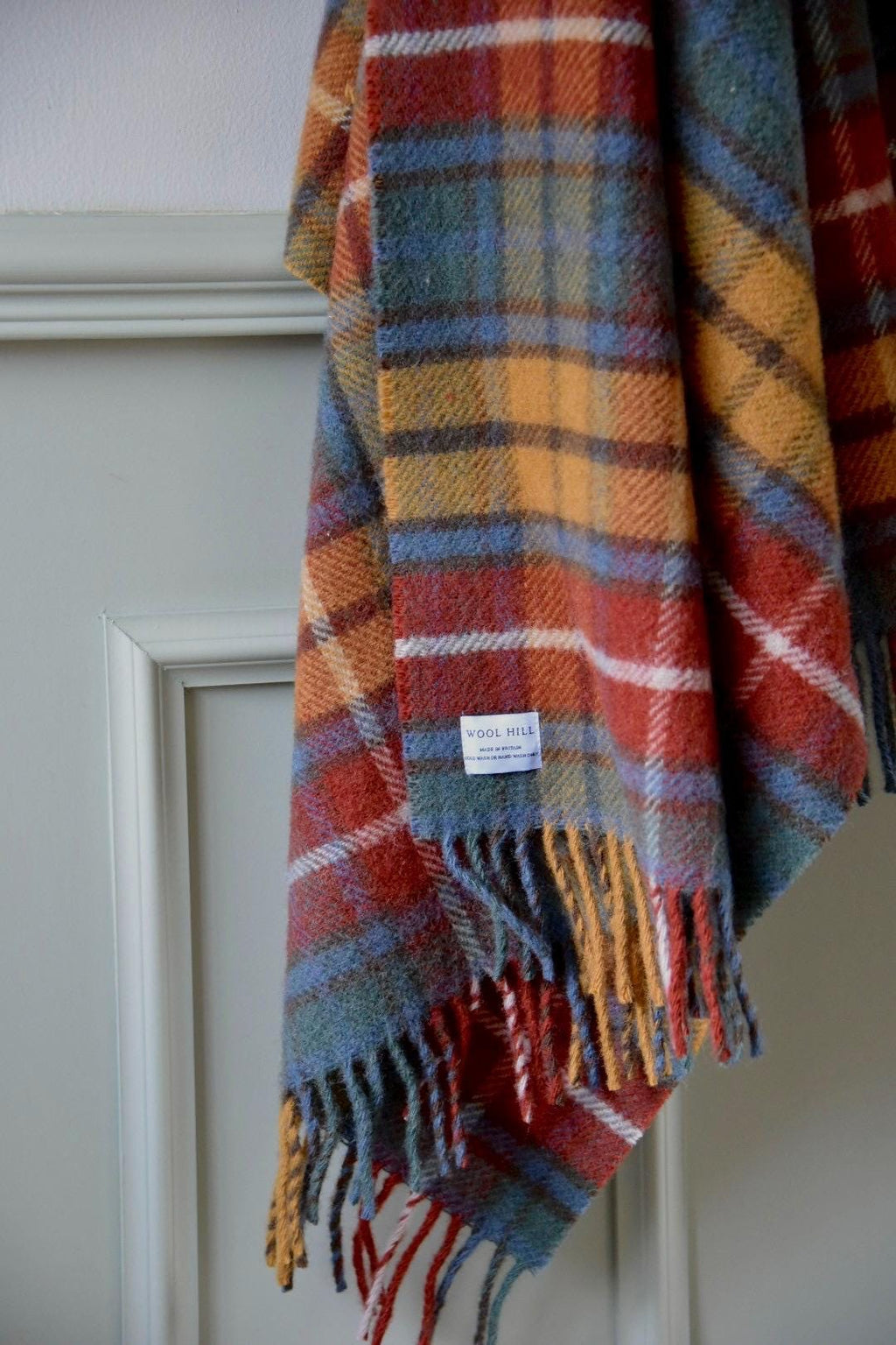Antique Buchanan Tartan 100% Wool Throw, British Blanket Made in the UK, house warming, country gift, present, decor Red Mustard Teal