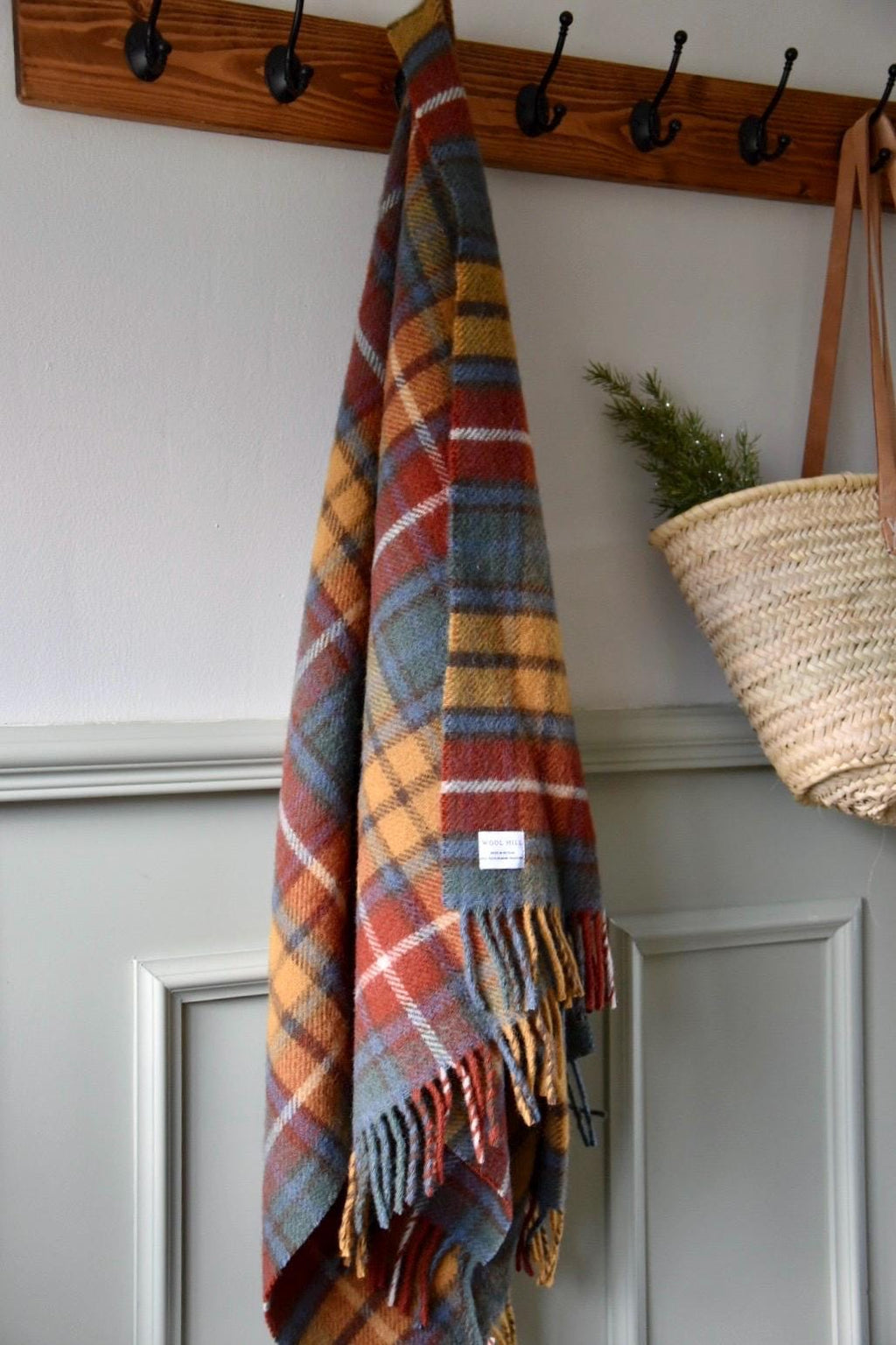 Antique Buchanan Tartan 100% Wool Throw, British Blanket Made in the UK, house warming, country gift, present, decor Red Mustard Teal