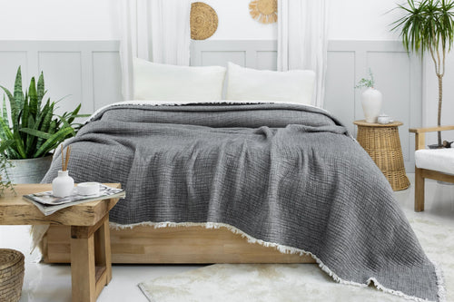 8 Layer Muslin Comforter, GOTS Certified Muslin Quilt, King Size Bedspread, Cotton Quilt, Housewarming Gift, Thanksgiving Christmas Gift