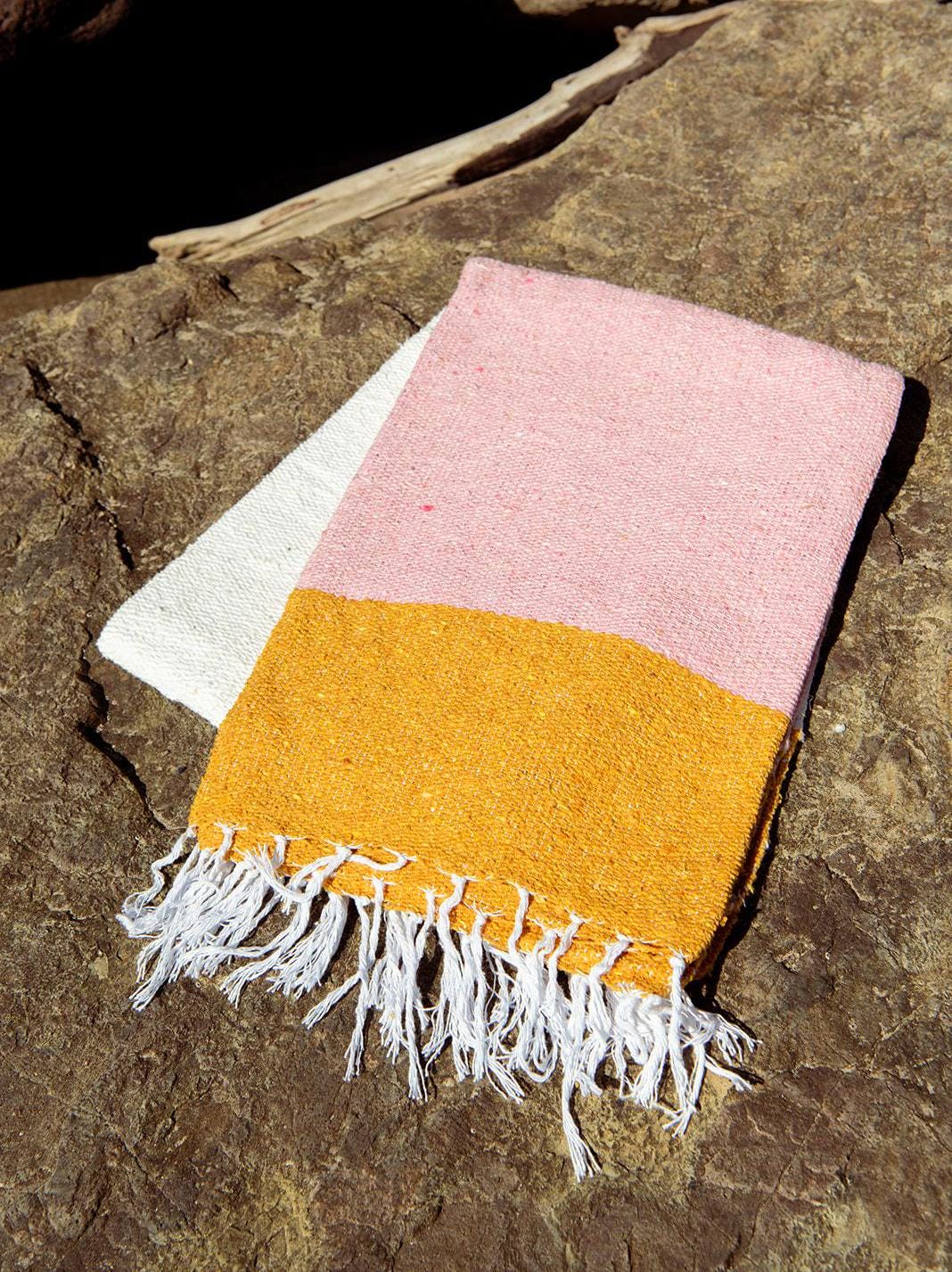 Handwoven Sunrise Blanket Throw – Mexican Artisan Boho Blanket, 48x73