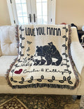 Custom Gift Blanket for Mom, Personalized Mother's Day Gift Idea for Grandma, Oma, Mimi, Momma, Wall Art Tapestry Floral Butterfly Bear Cub