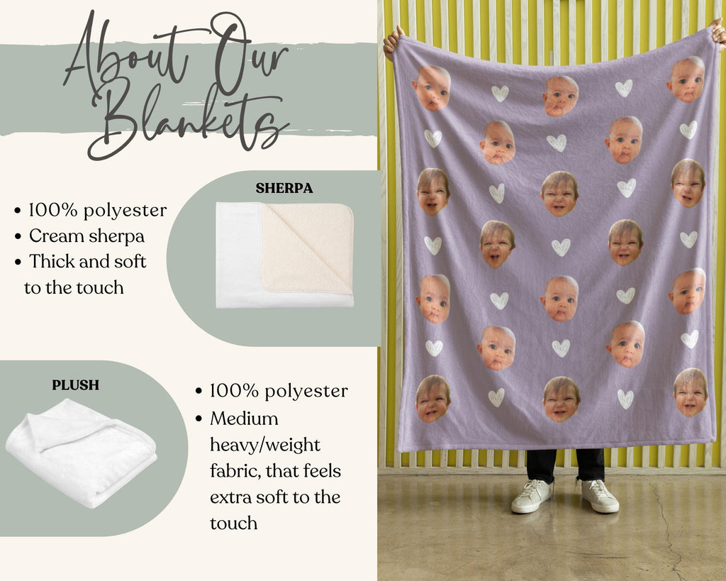 Custom Photo Face Blanket, Personalized Face Blanket, Custom Baby Photo Blanket for Grandma, Blanket with Baby Face, Gift for Grandma Throw