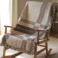Personalized Woven Cotton Throw Blanket with Fringe Boho Stripe Design Custom Name Gift for Wedding, Anniversary, Housewarming, Family Gift