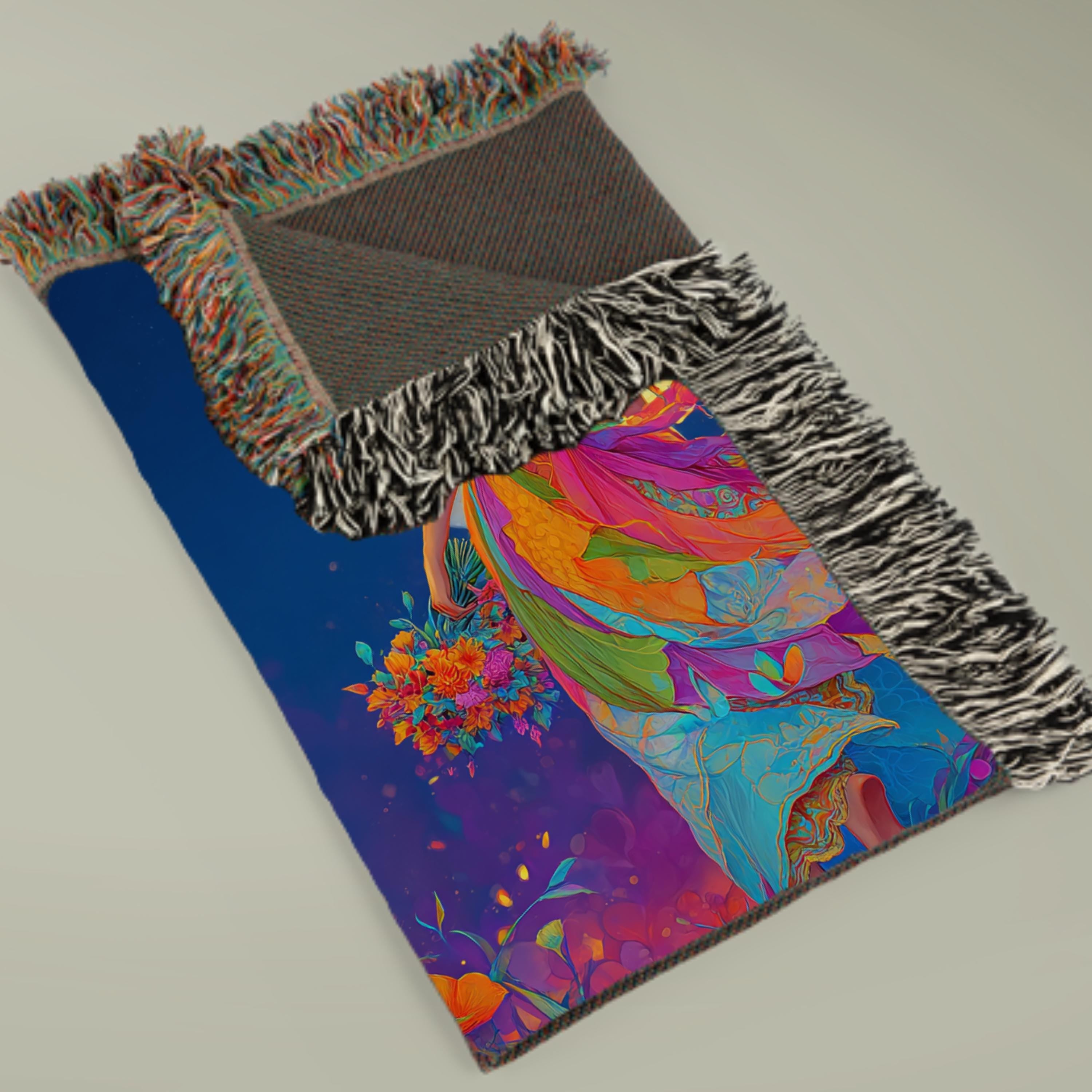 Fantasy Goddess Woven Blanket | Celestial Moon Art Throw