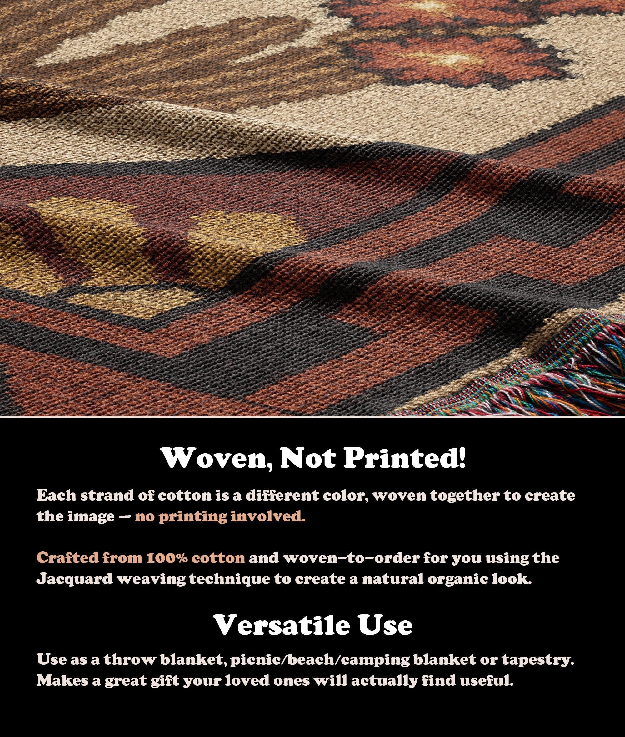 Blooming Cactus Tapestry | Native Southwestern Tapestry Throw Blanket | Rustic Boho Vintage Western Woven Blanket