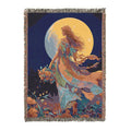 Fantasy Goddess Woven Blanket | Celestial Moon Art Throw