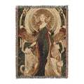 Celestial Mermaid Woven Blanket – Art Deco Goddess with Cats