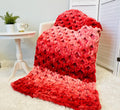 Blanket, Hand Knit, Chunky Chenille Throw, Honeycomb Pattern, Gift for her