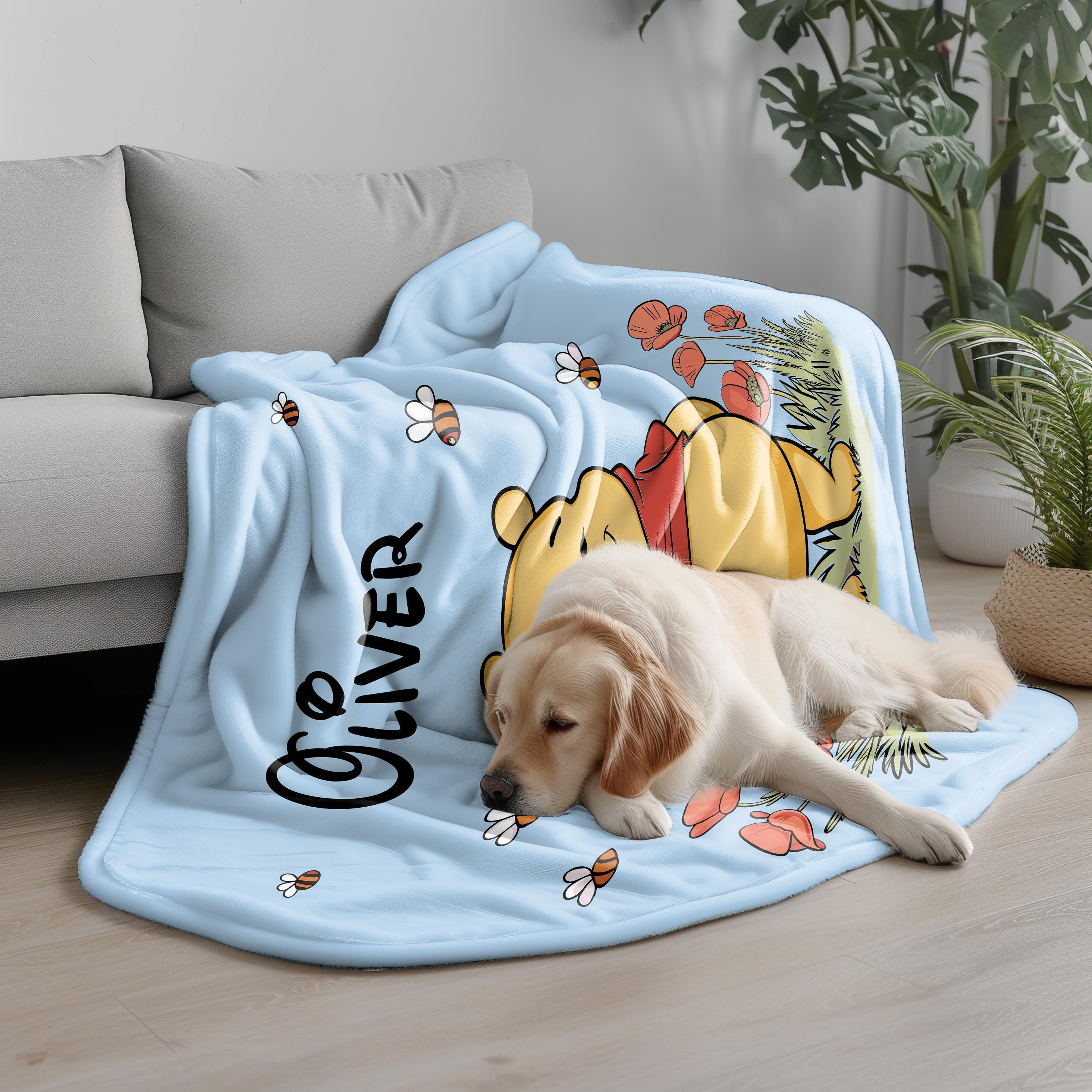 Personalized Soft Bear Blanket, Custom Nursery Blanket, Cartoon Blanket, Personalized Gifts, Birthday Gift for Kids, Cozy Custom Blanket