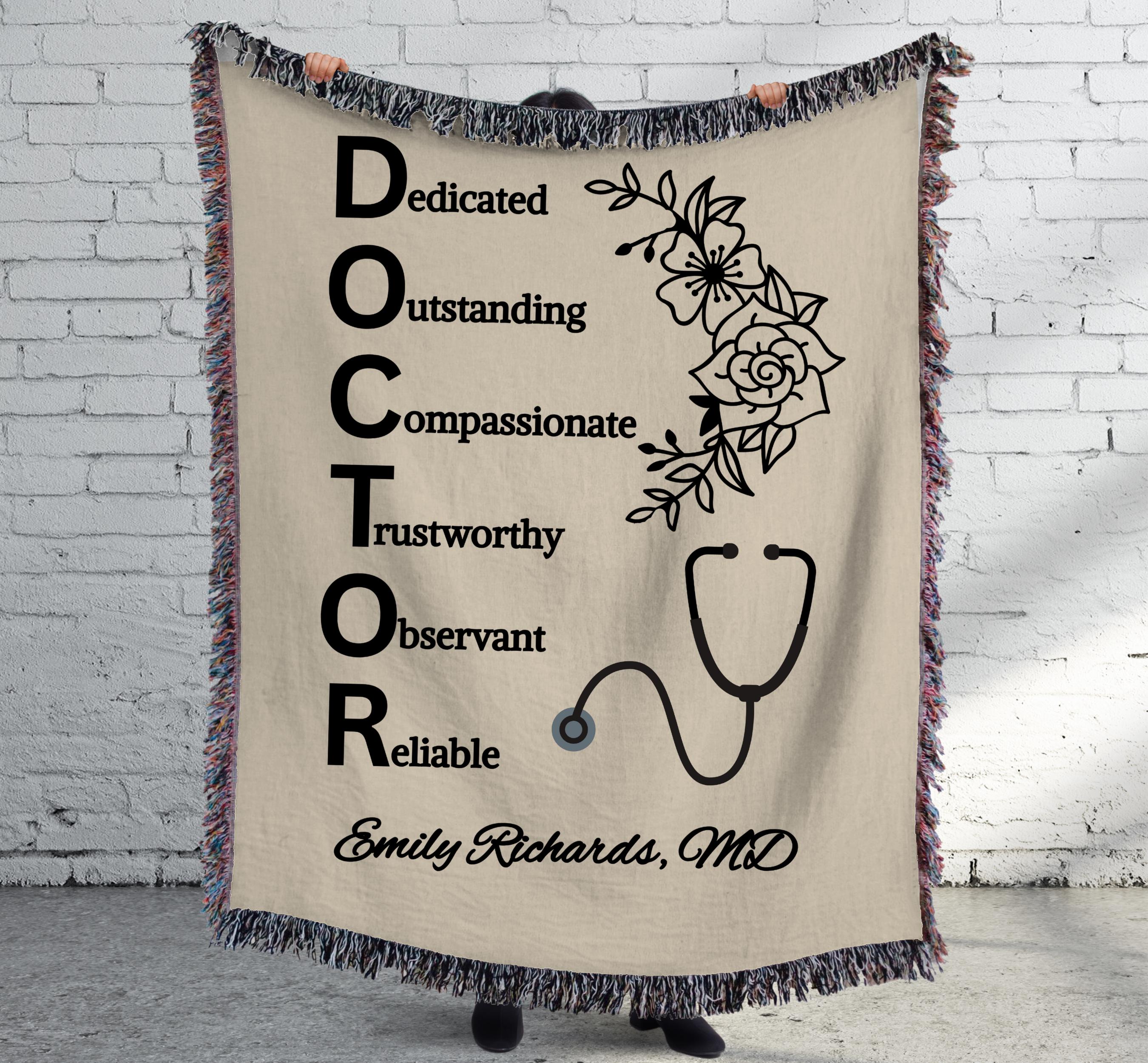 Custom Doctor Blanket, Professional Gifts, Personalized Woven Blanket, Gratitude Gift, Appreciation for Doctor, Doctor Tapestry, Woven Throw