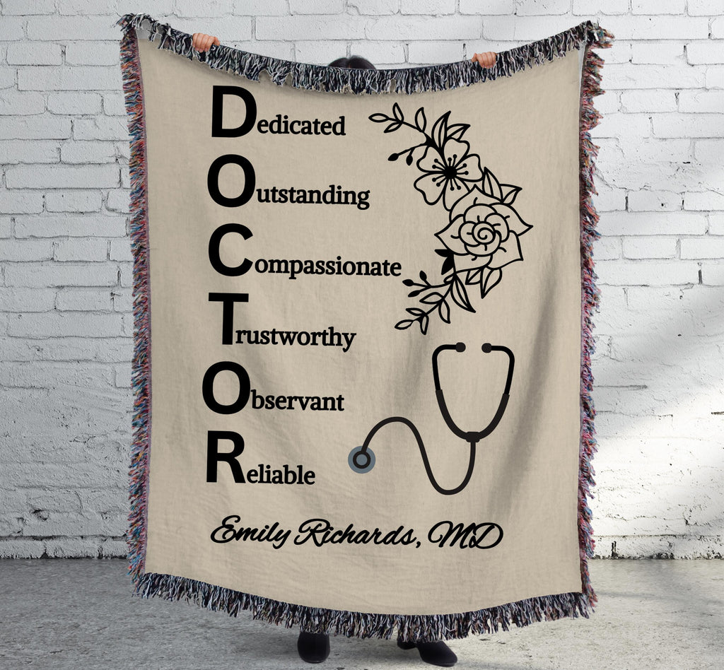 Custom Doctor Blanket, Professional Gifts, Personalized Woven Blanket, Gratitude Gift, Appreciation for Doctor, Doctor Tapestry, Woven Throw