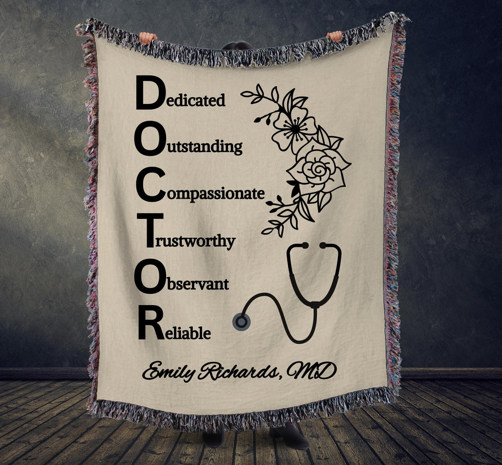 Custom Doctor Blanket, Professional Gifts, Personalized Woven Blanket, Gratitude Gift, Appreciation for Doctor, Doctor Tapestry, Woven Throw