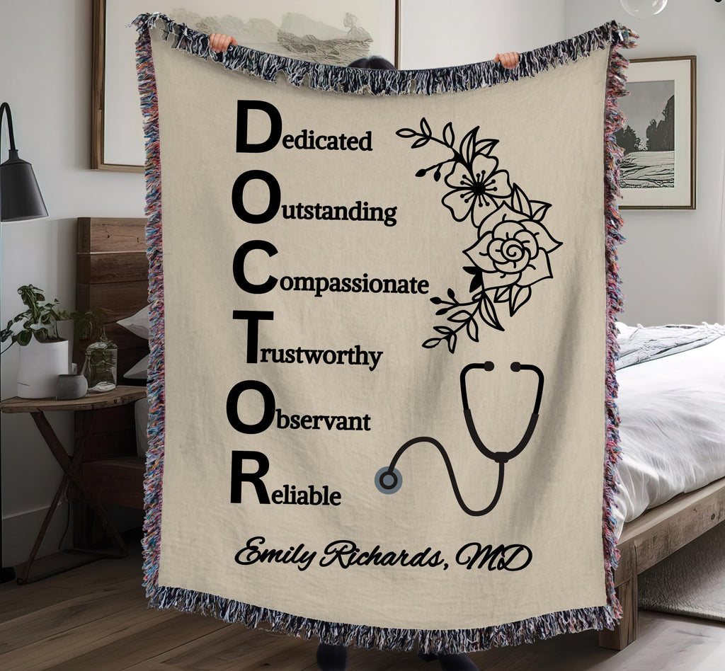 Custom Doctor Blanket, Professional Gifts, Personalized Woven Blanket, Gratitude Gift, Appreciation for Doctor, Doctor Tapestry, Woven Throw