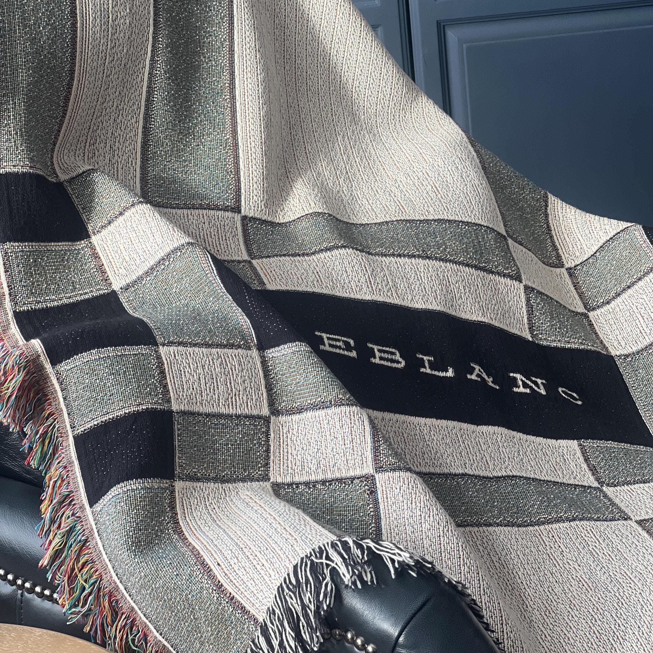 Personalized Woven Cotton Throw Blanket with Fringe Boho Stripe Design Custom Name Gift for Wedding, Anniversary, Housewarming, Family Gift