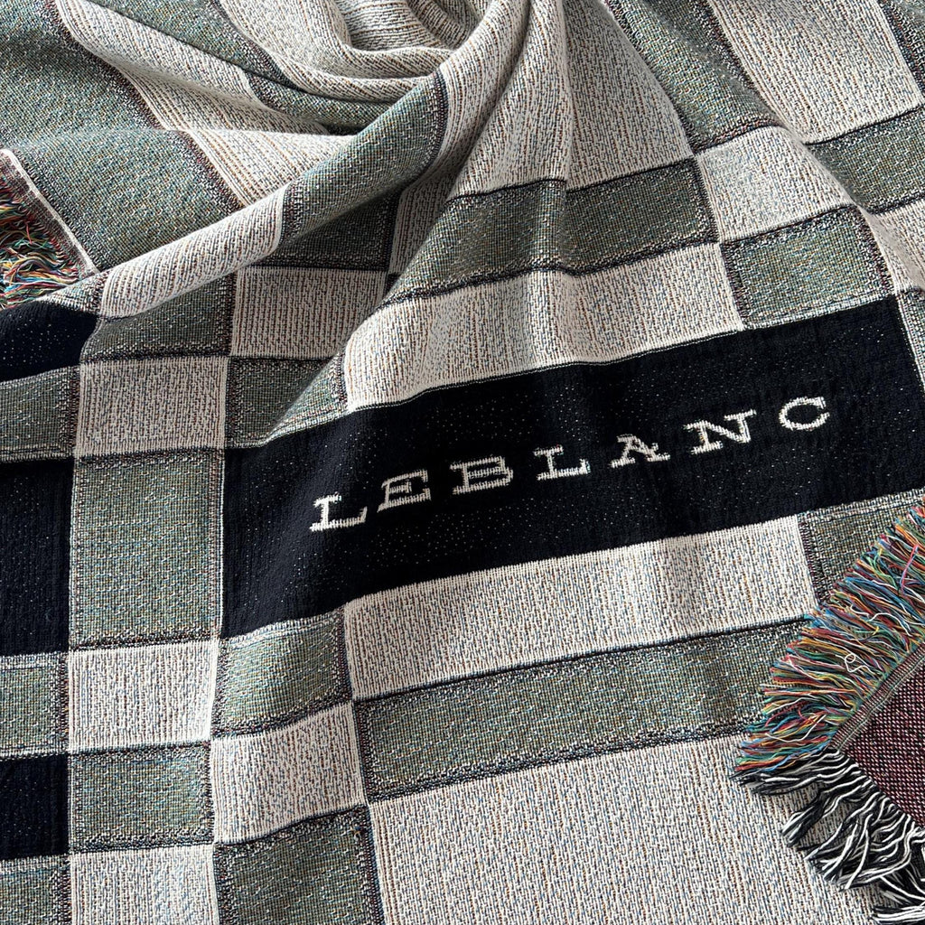 Personalized Woven Cotton Throw Blanket with Fringe Boho Stripe Design Custom Name Gift for Wedding, Anniversary, Housewarming, Family Gift