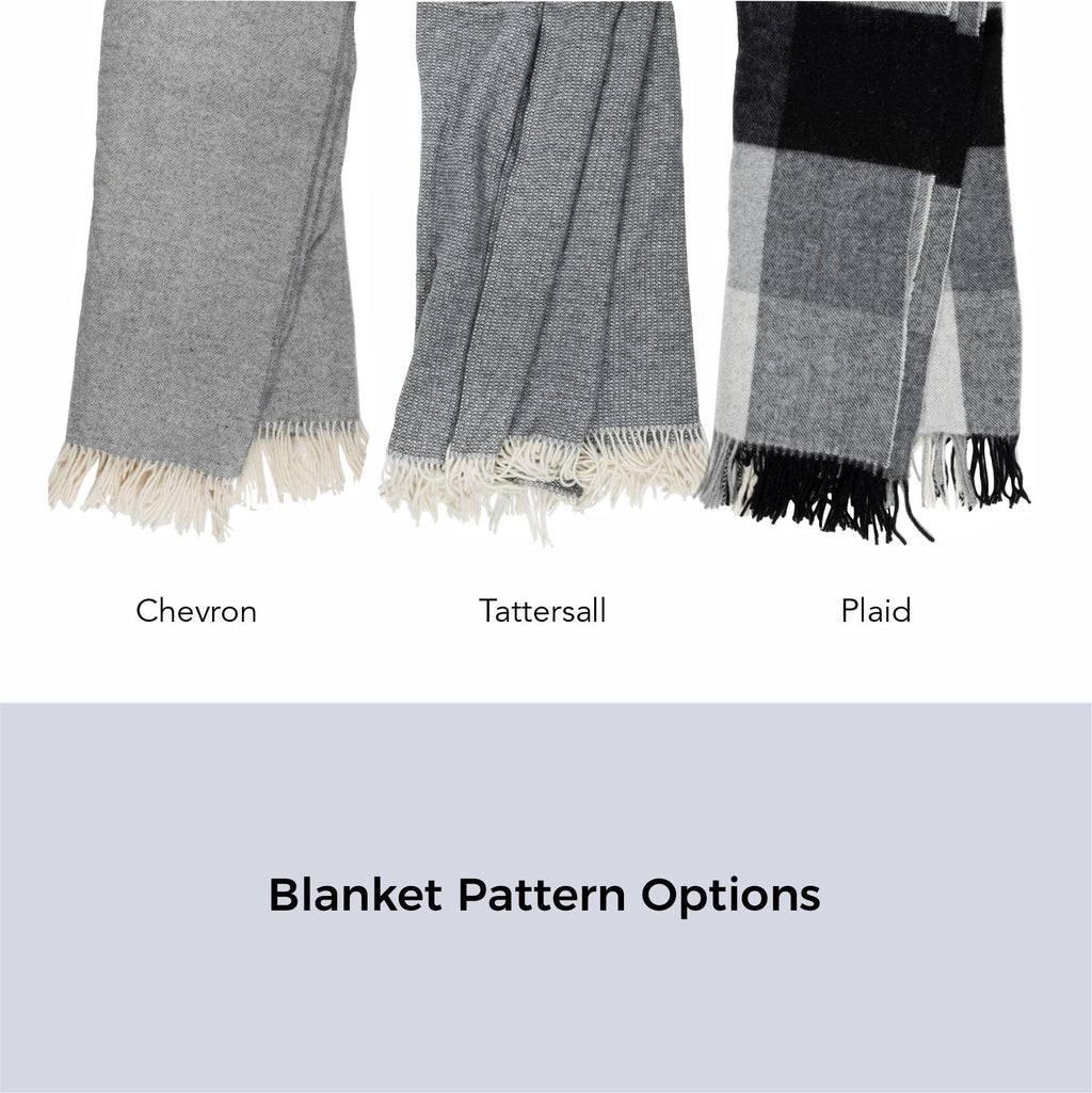 Personalized Wool Throw Blanket with Vegan Leather Patch