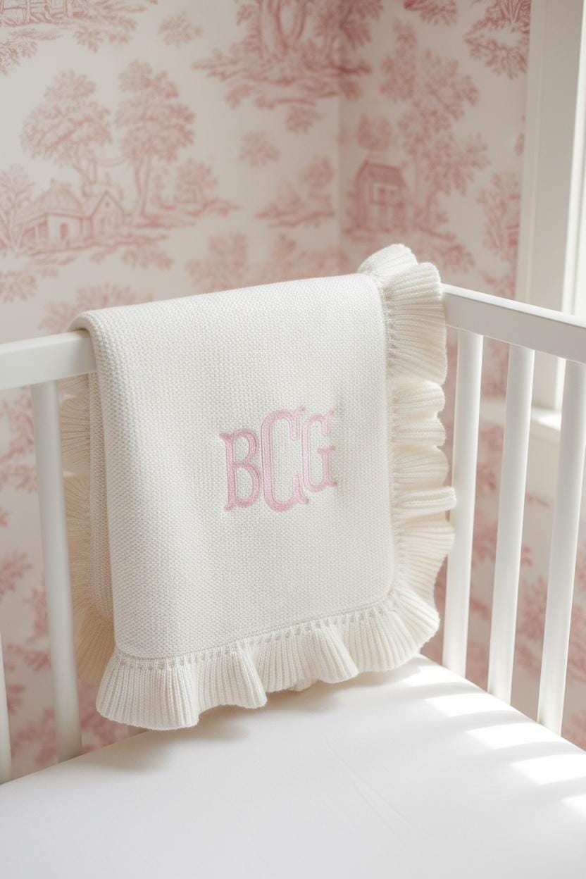 Embroider Baby Blanket Monogram Infant Gift Personalized Newborn Baby Shower Keepsake New Mom Gift Grandson Throw Blanket Name Announcement