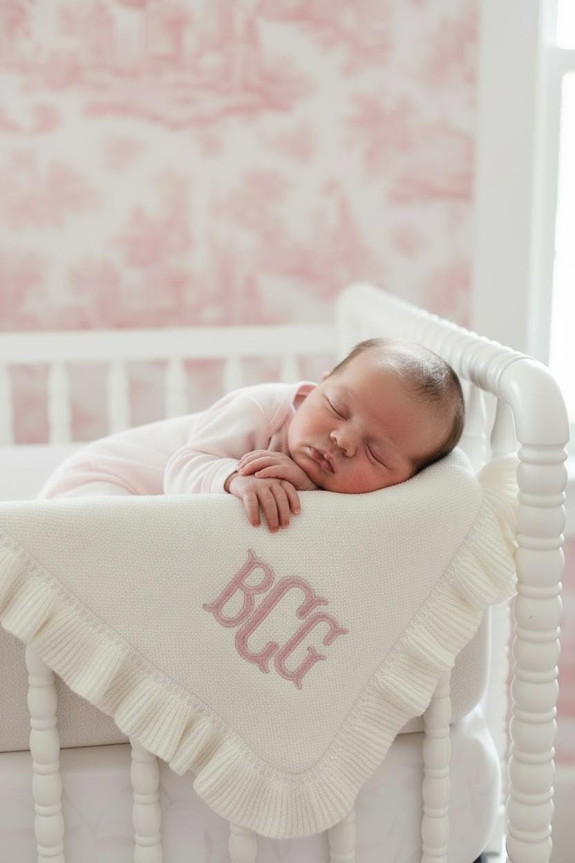 Embroider Baby Blanket Monogram Infant Gift Personalized Newborn Baby Shower Keepsake New Mom Gift Grandson Throw Blanket Name Announcement