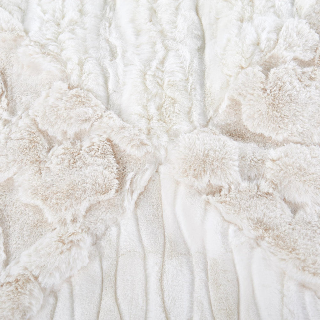 Handmade Geometric Patchwork Faux Fur Throw Blanket: Rustic Cozy Decor