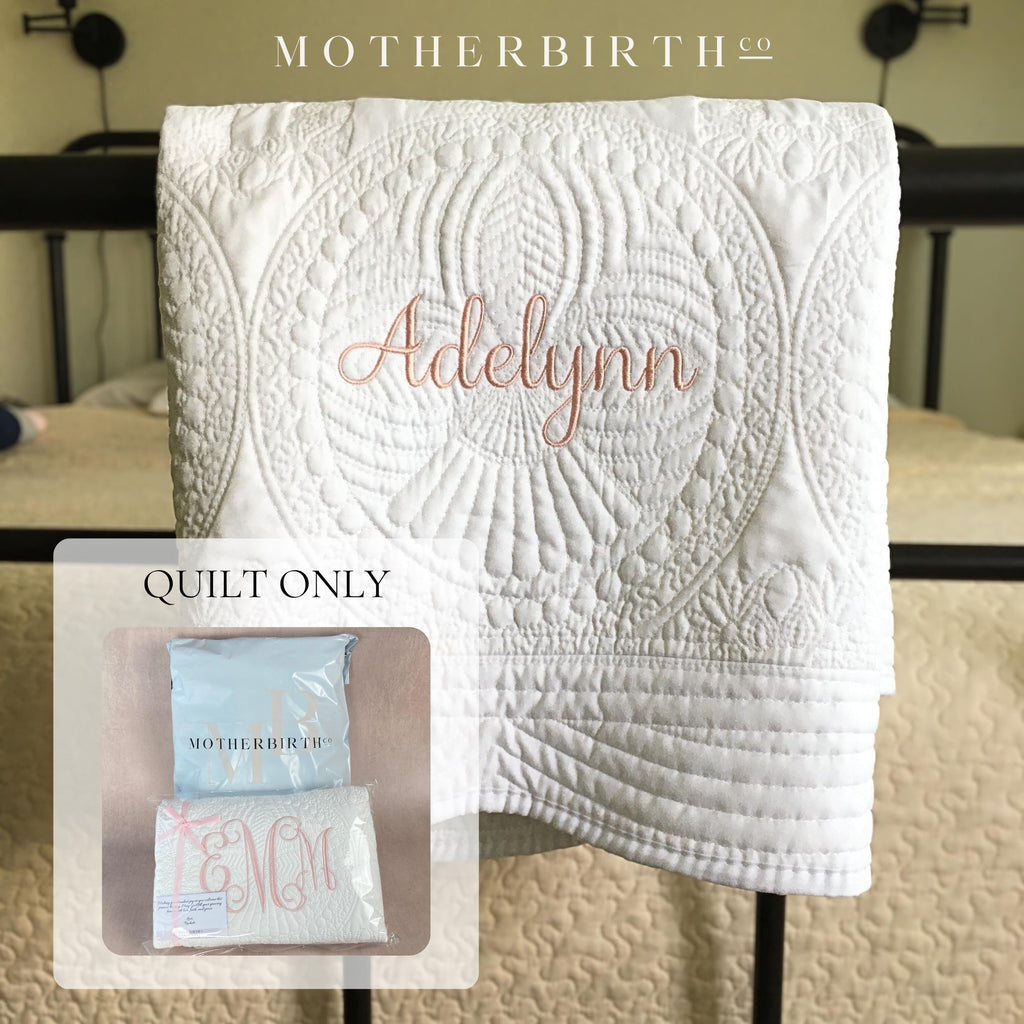 Personalized Baby Blanket with Name: Custom Embroidered Quilt for Baby Girl or Boy, Baby Shower Gift (36" by 46", 100% Cotton)