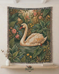 Swan Woven Blanket Botanical Floral Throw Nature Garden Decor Dreamy Bedroom Gift Velveteen Couch Blanket Cottagecore Tapestry